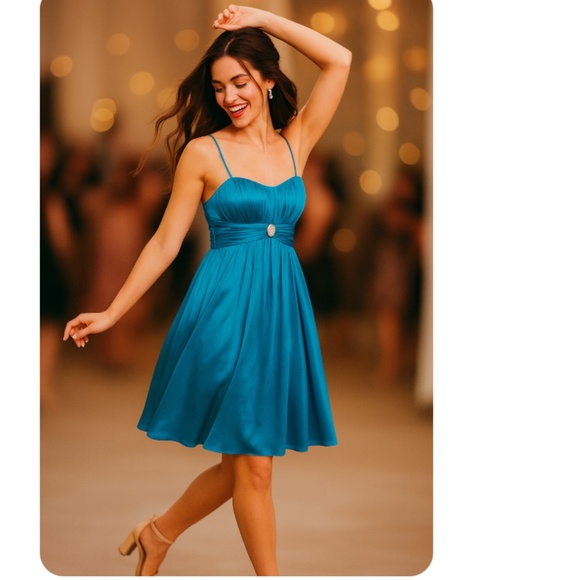 MORGAN & CO Strappy Blue Cocktail Dress Jrs XS - Picture 3 of 10